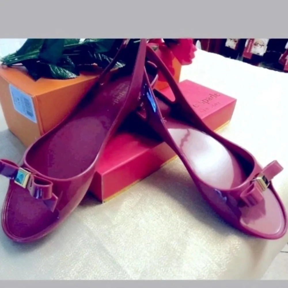 Kate Spade Jelly Plastic Ballet Flat Sandals with Bow